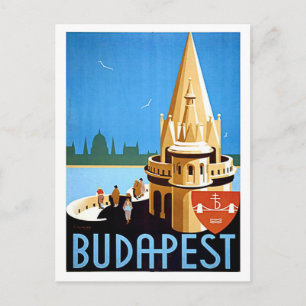 Boedapest, vissersbastion, vintage reis briefkaart