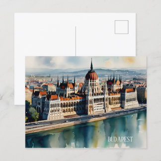 Boedapest waterverf kunst briefkaart