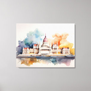 Boedapest waterverf kunst canvas afdruk