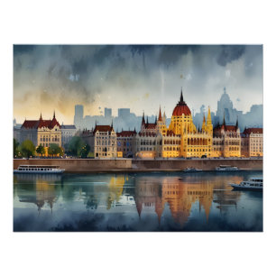 Boedapest waterverf kunst foto afdruk