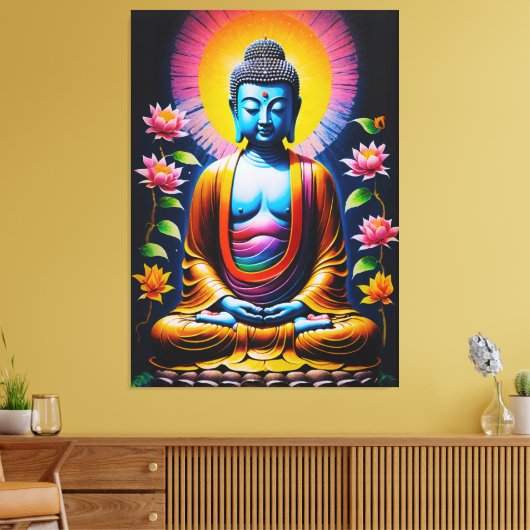 Boeddha - Bloeiende mindfulness Canvas Afdruk (Insitu (Woonkamer))