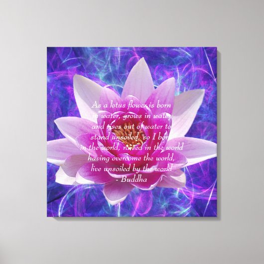 Boeddha citeert Lotus flower Canvas Afdruk (Voorkant)