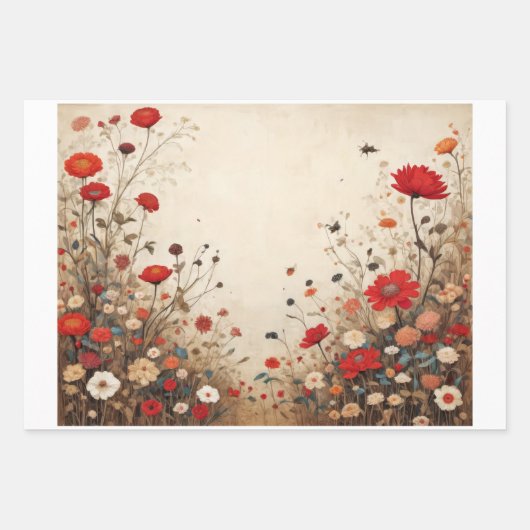 Boeddha, een Zen tempel en bloemen - Inpakpapier Vel (Voorkant 3)