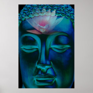 Boeddha en Roze Waterlily Poster