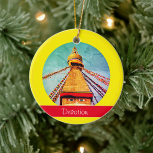 Boeddha Eyes & Devotion - Boudhanath Stupa Nepal Keramisch Ornament