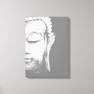 Boeddha Face Black White Canvas Art Print