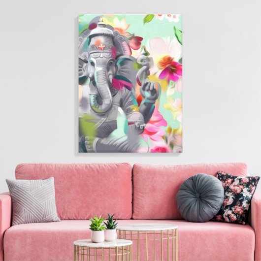 Boeddha Ganesha Kunstdruk op Canvas (Insitu (Woonkamer))