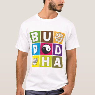 Boeddha gekleurde blokken t-shirt