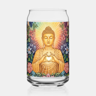 Boeddha, Hart van licht, Glas, Bloemen,  Blikvorm Glas