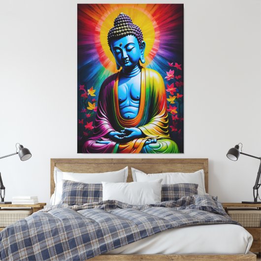 Boeddha heilige stralen van vrede canvas afdruk (Insitu (Slaapkamer))