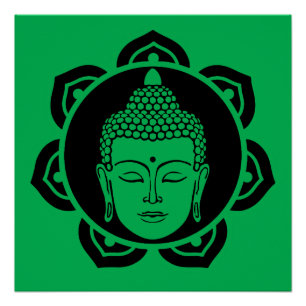 Boeddha hoofd meditatie kussen perfect poster