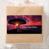 Boeddha in de Red Evening Sky Etiket (Insitu)