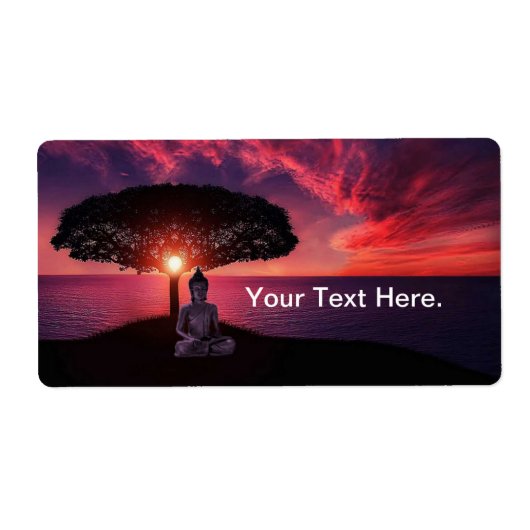 Boeddha in de Red Evening Sky Etiket (Voorkant)