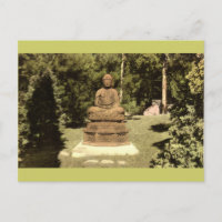 Boeddha in de Vintage van de Japanse tuin 1915