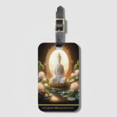 Boeddha in een vredige lotustuin bagagelabel (Voorkant (verticaal))