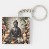 Boeddha in gebed Sleutelhanger (Achterkant)