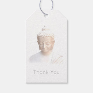 Boeddha in het wit Serene Meditative Bedankt Cadeaulabel
