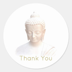 Boeddha in het wit   Serene Meditative Bedankt Ronde Sticker