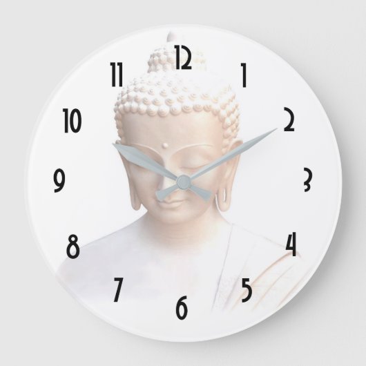Boeddha in het wit | Serene-medium en kalm Grote Klok (Voorkant)
