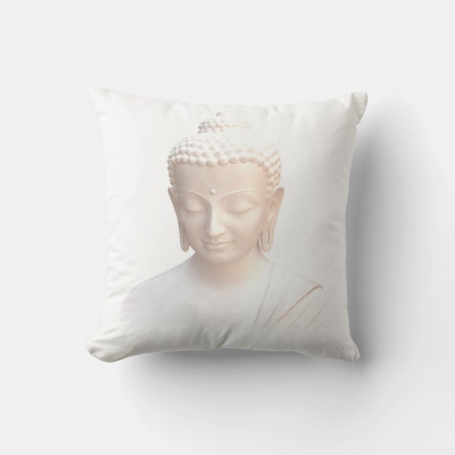Boeddha in het wit | Serene-medium en kalm Kussen (Voorkant)