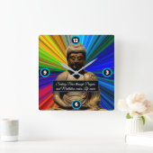 Boeddha in meditatie vierkante klok (Huis)