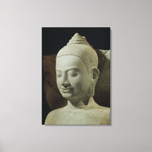 Boeddha in Meditation op de Naga King, Canvas Afdruk