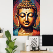 Boeddha Kleurrijke Moderne Pixel Art Poster (Thuiskantoor)