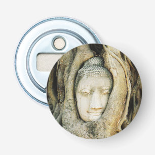Boeddha kop in de Varkenshouding ... Ayutthaya, Th Button Flesopener