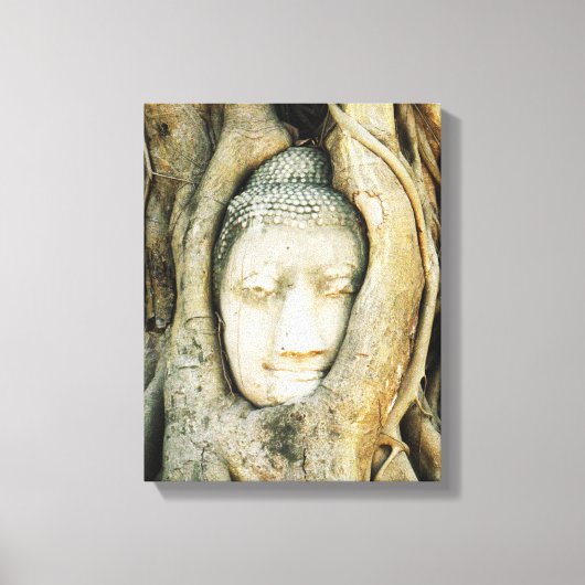Boeddha kop in de Varkenshouding ... Ayutthaya, Th Canvas Afdruk (Voorkant)