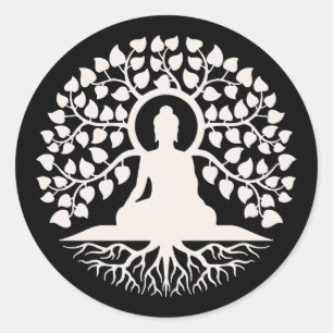 Boeddha Levensboom Spirituele Kunst Ronde Sticker