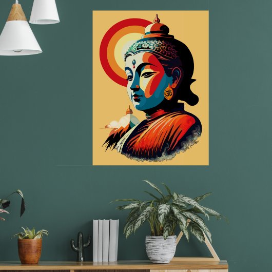 Boeddha Lord Retro Pop Kunstportret Poster (Woonkamer 1)