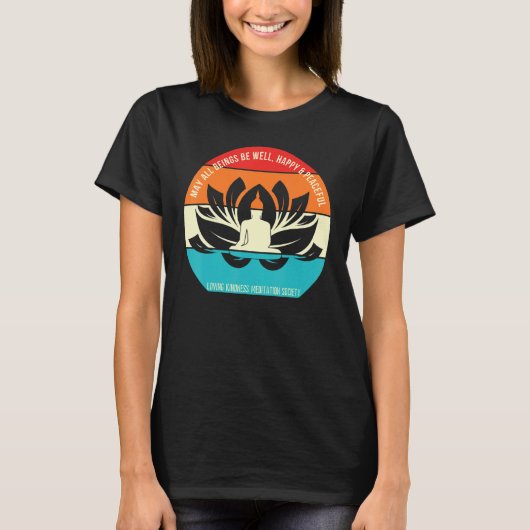 Boeddha Loving Kindness Retro Mindfulness Meditate T-shirt (Voorkant)
