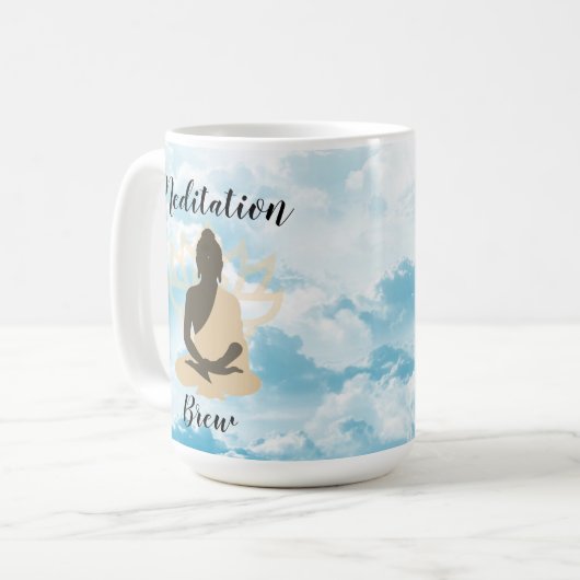 Boeddha Meditatie Mok in Clouds Meditatief (Voorkant links)