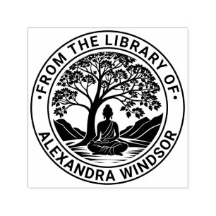 Boeddha mediteert onder de naam Tree Library Zelfinktende Stempel