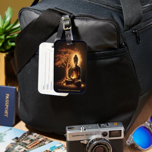 Boeddha mediteert onder een boom bagagelabel (Voorkant & Achterkant)