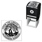 Boeddha Mediterend Onder Boom Bibliotheek Boek Naa Zelfinktende Stempel (In situ)