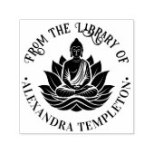 Boeddha Mediterende Lotuspositie Bibliotheek Boekn Zelfinktende Stempel (Design)