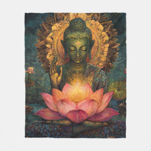 Boeddha met een psychedelische kleuren lotus deken