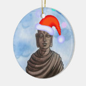 Boeddha met Santa hat II Keramisch Ornament (Links)