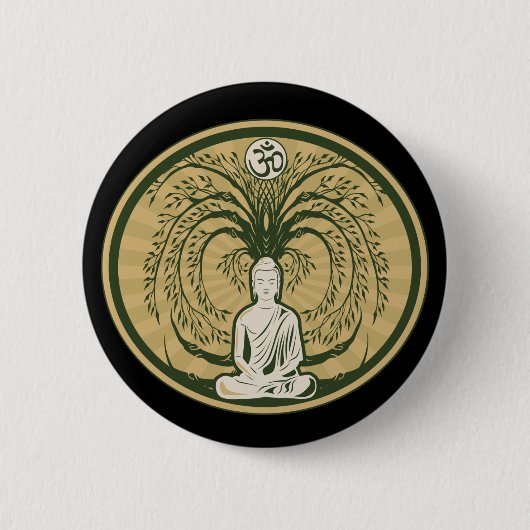 Boeddha onder de Bodhi-boom Ronde Button 5,7 Cm (Voorkant)