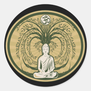 Boeddha onder de Bodhi-boom Ronde Sticker