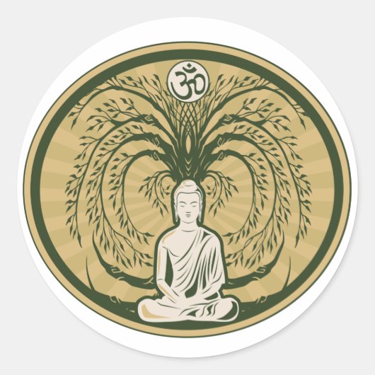 Boeddha onder de Bodhi-boom Ronde Sticker (Voorkant)