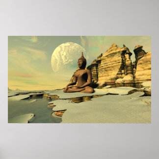 Boeddha op de sneeuw poster