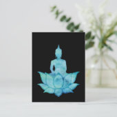 Boeddha op Lotus Blue Briefkaart (Staand voorkant)