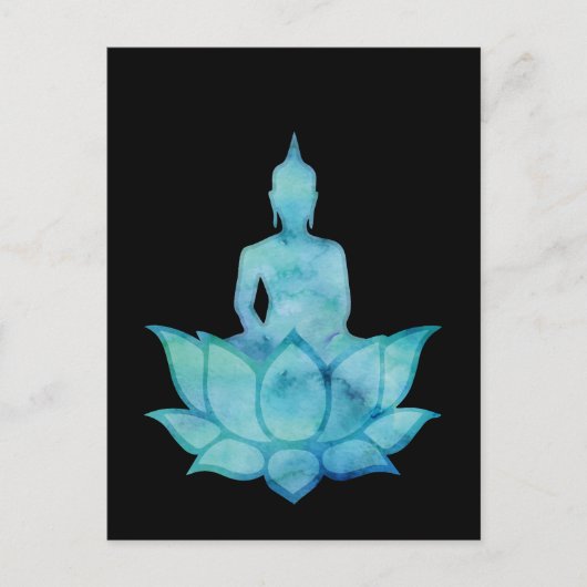 Boeddha op Lotus Blue Briefkaart (Voorkant)