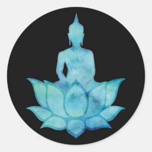 Boeddha op Lotus Blue Ronde Sticker