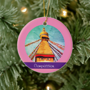 Boeddha Oyes & Compassion - Boudhanath Stupa Nepal Keramisch Ornament