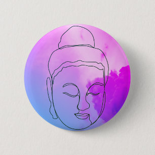 Boeddha Paarse Sky achtergrondButton voor rugzakke Ronde Button 5,7 Cm