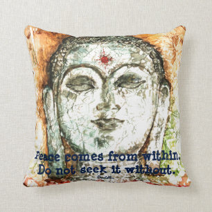 Boeddha Peace Quote Waterverf Art Sierkussen