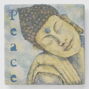 Boeddha Peace Waterverf Art Stone Onderzetter